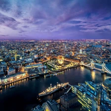 panorama, London, England, town