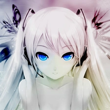 Miku Hatsune, Blue, Eyes, HEADPHONES