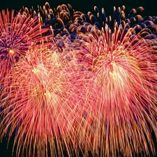 fireworks, Red, starry