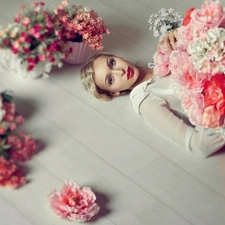 Beauty, Bouquets, flowers, Women