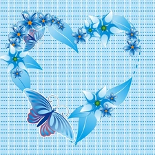 Flowers, Heart, butterflies