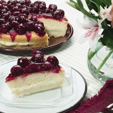 Flowers, cake, cherries