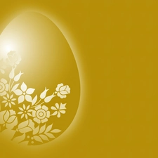 Flowers, Easter, egg, White, Yellow