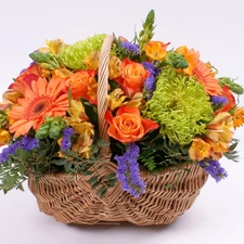 flowers, basket, full
