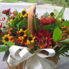 flowers, basket, full