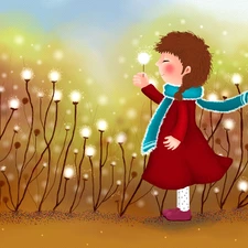 Flowers, Kid, Meadow
