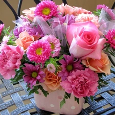 flowers, bouquet, pink