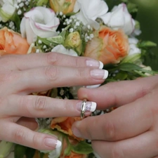 Flowers, hands, ring
