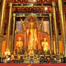 temple, Clock, Flowers, statues