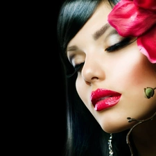 make-up, Women, Flowers