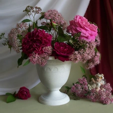 White, bouquet, flowers, Vase