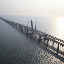 Fog, bridge, water