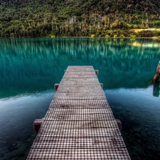 forest, lake, Platform