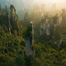 Hunan, China, rocks, Zhangjiajie National Forest Park, forest