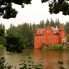 villa, lake, forest, bridges