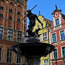Gdańsk, neptunium, fountain, Monument