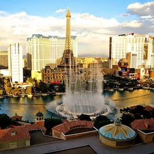 Las Vegas, town, fountain, panorama