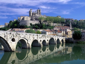 River, Town, France, bridge