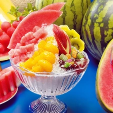 watermelon, salad, fruit, Coloured