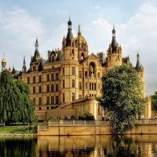 Castle, River, Germany, bridge