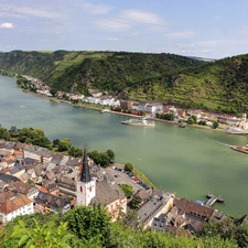 Germany, River, town, rhineland palatinate, panorama