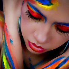 color, girl, Bodypainting, Paints