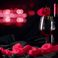 Wine, rose, glass, red hot
