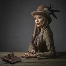 Glasses, Book, mode, Hat, Women