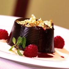 dessert, raspberries, Gold, chocolate