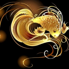 Fish, abstraction, Golden automobile