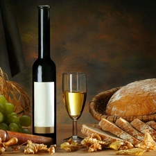 Grapes, Wine, bread