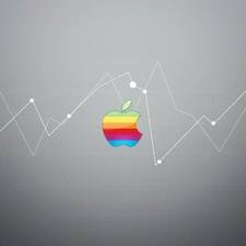 Apple, logo, graph, rainbow