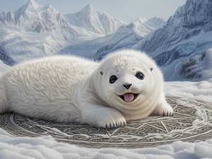 graphics, seal, Mountains