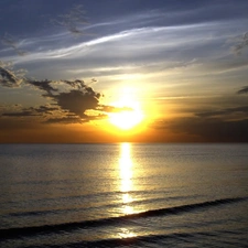 sea, horizon, Great Sunsets, Sky