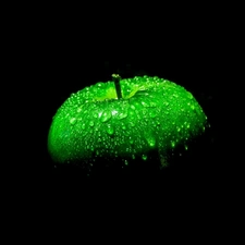 Water drops, Apple, green ones