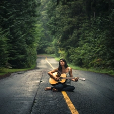 forest, Women, Guitar, Way