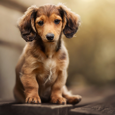 long-haired Dachshund, Puppy, Brown