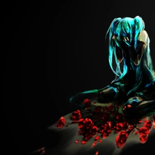 Hatsune Miku, roses