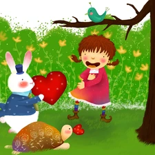 Kid, animals, heart, Park