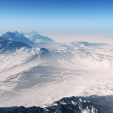 Helicopter, winter, Mountains