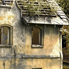 ruin, Old car, house