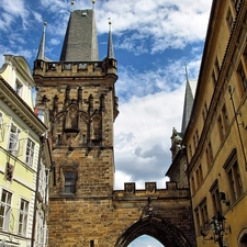 Prague, Monument, Houses, Charles Bridge