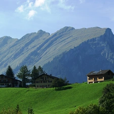 Kanisfluh, Meadow, Houses, Austria