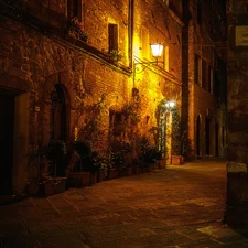 illuminated, Italy, Houses, Lighthouse, alley, Tuscany