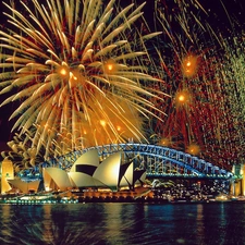 Sydney Harbour Bridge, Sydney Opera House, Sydney, fireworks, Australia