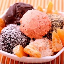 Fruits, dessert, ice cream