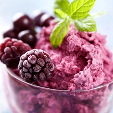 raspberries, dessert, ice cream