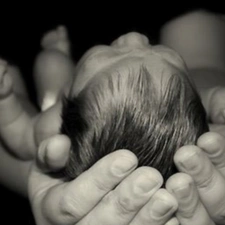 infant, men, hands
