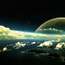 Islands, Planet, clouds