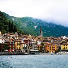 panorama, Varenna, Italy, town